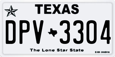 TX license plate DPV3304