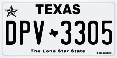 TX license plate DPV3305