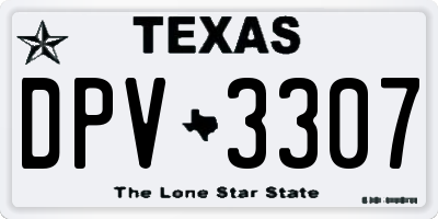 TX license plate DPV3307