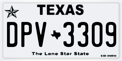 TX license plate DPV3309