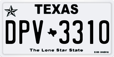 TX license plate DPV3310