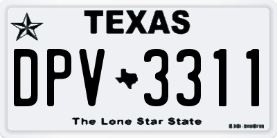 TX license plate DPV3311