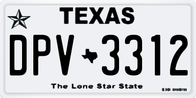 TX license plate DPV3312