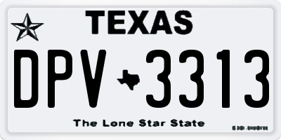 TX license plate DPV3313