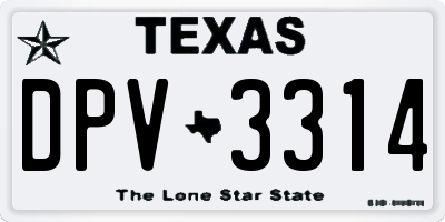 TX license plate DPV3314