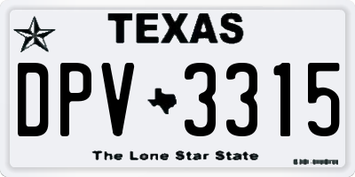 TX license plate DPV3315