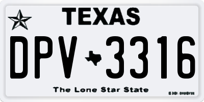 TX license plate DPV3316