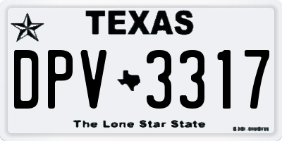 TX license plate DPV3317