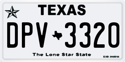 TX license plate DPV3320