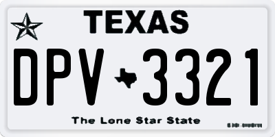 TX license plate DPV3321