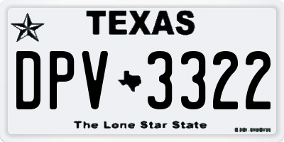 TX license plate DPV3322