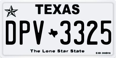 TX license plate DPV3325