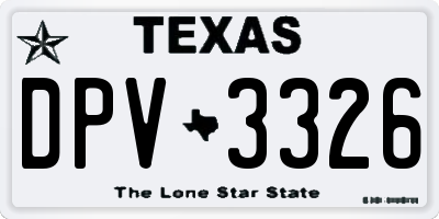 TX license plate DPV3326