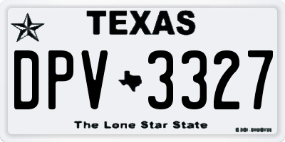 TX license plate DPV3327