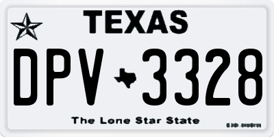 TX license plate DPV3328