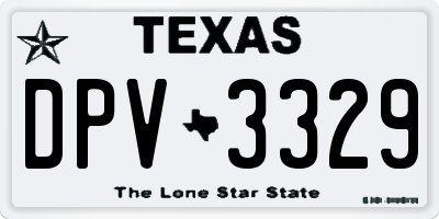 TX license plate DPV3329