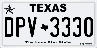 TX license plate DPV3330