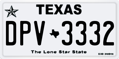 TX license plate DPV3332