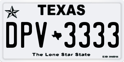 TX license plate DPV3333