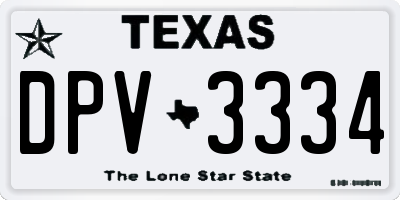 TX license plate DPV3334