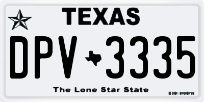 TX license plate DPV3335