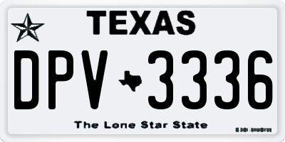 TX license plate DPV3336