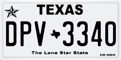 TX license plate DPV3340