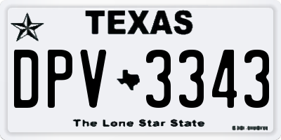 TX license plate DPV3343