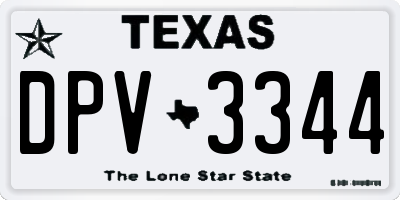 TX license plate DPV3344