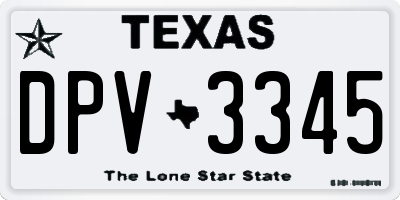 TX license plate DPV3345