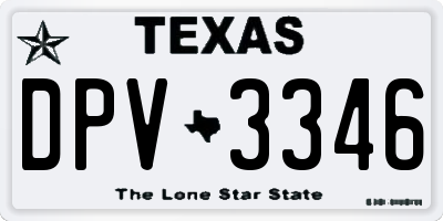 TX license plate DPV3346