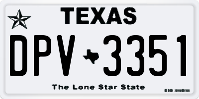 TX license plate DPV3351