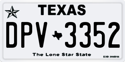 TX license plate DPV3352