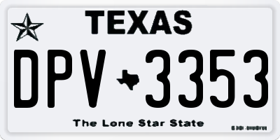 TX license plate DPV3353