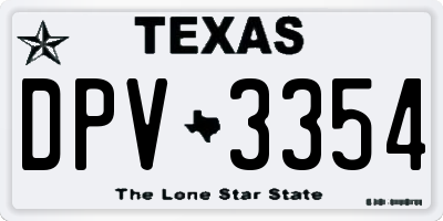 TX license plate DPV3354