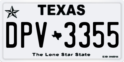 TX license plate DPV3355