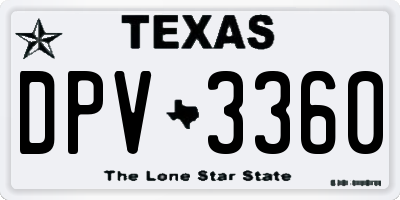 TX license plate DPV3360