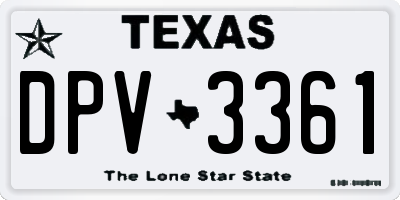 TX license plate DPV3361