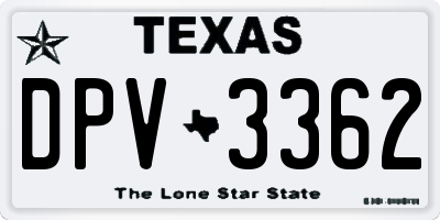 TX license plate DPV3362