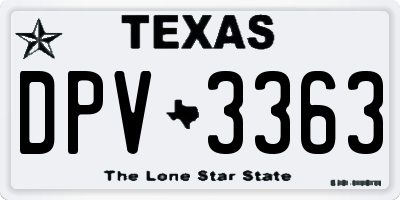 TX license plate DPV3363