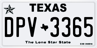 TX license plate DPV3365