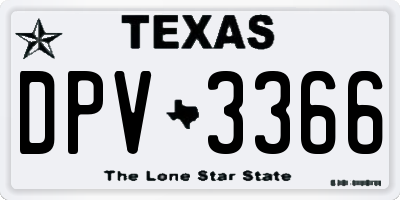 TX license plate DPV3366