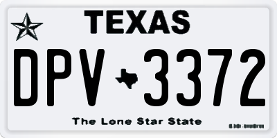 TX license plate DPV3372