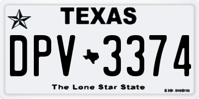 TX license plate DPV3374