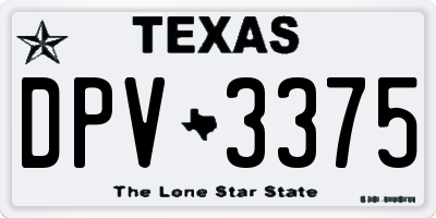 TX license plate DPV3375