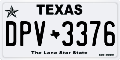 TX license plate DPV3376