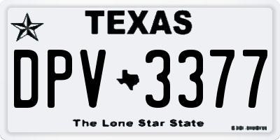 TX license plate DPV3377