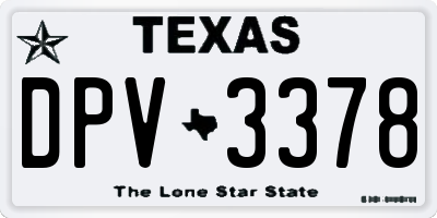 TX license plate DPV3378