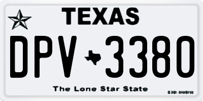 TX license plate DPV3380