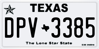 TX license plate DPV3385